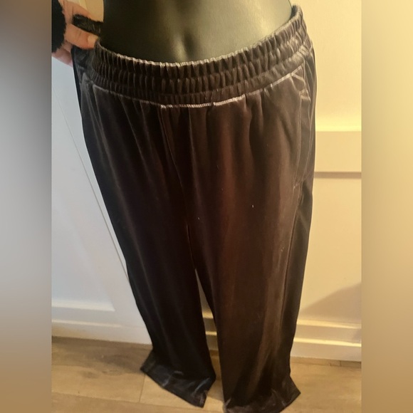 Zara Charcoal Velvet pants women’s Medium cute sweat pants lounge cozy glam - Picture 6 of 8
